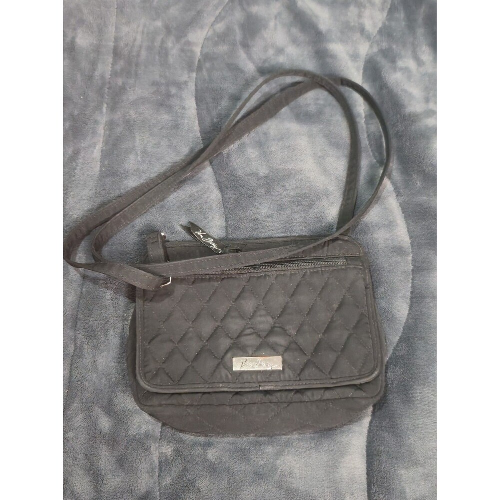 Vera Bradley Black Microfiber Little Hipster Crossbody Bag Purse RFID READ